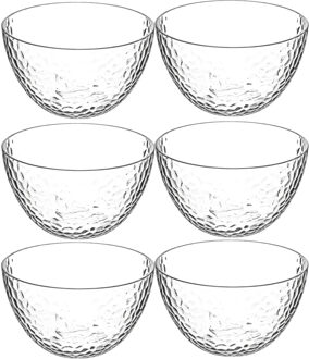Set van 6x stuks - Kommetje/serveer schaaltjes - relief kunststof - D14 cm
