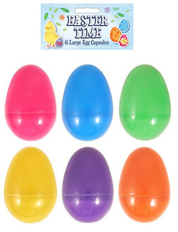Set van 6x stuks kunststof surprise paaseitjes multi-kleur 8 cm