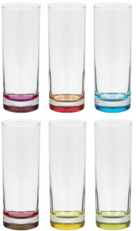 Set van 6x stuks longdrink glazen Colori 310 ml van glas