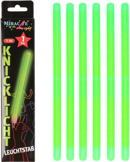 Set van 6x stuks neon glow in the dark party breaklights stick groen 20 cm - Verkleedattributen