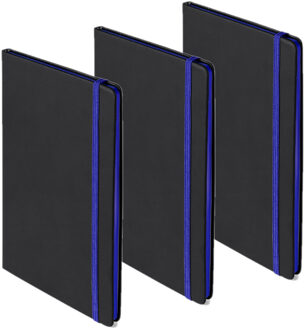 Set van 6x stuks notitieboekje met blauw elastiek A5 formaat
