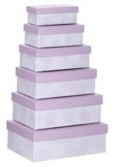 Set van 6x stuks pastel paarse cadeaudoosjes 16,5-28,5 cm rechthoekig - cadeaudoosjes