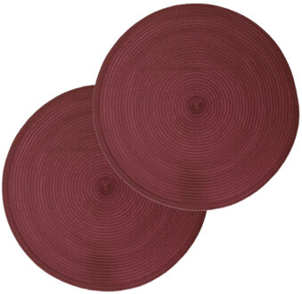 Set van 6x stuks placemats gevlochten kunststof bordeaux rood 38 cm - Placemats