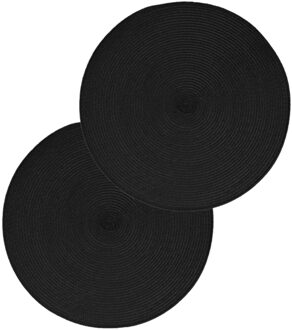 Set van 6x stuks placemats gevlochten kunststof zwart 38 cm