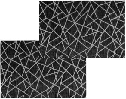 Set van 6x stuks placemats grafische print zwart texaline 45 x 30 cm