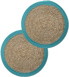 Set Van 6x Stuks Placemats Zeegras Blauw 39 Cm - Placemats