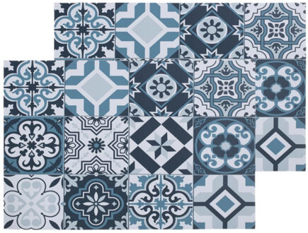 Set van 6x stuks rechthoekige placemats mozaiek blauw vinyl 45 x 30 cm