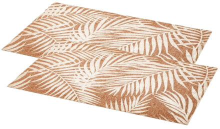 Set van 6x stuks rechthoekige placemats Palm wit linnen mix 45 x 30 cm