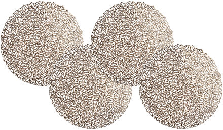 Set van 6x stuks ronde gedecoreerde Placemats metallic koper look diameter 38 cm