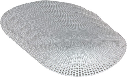 Set van 6x stuks ronde placemats zilver 40 cm van kunststof