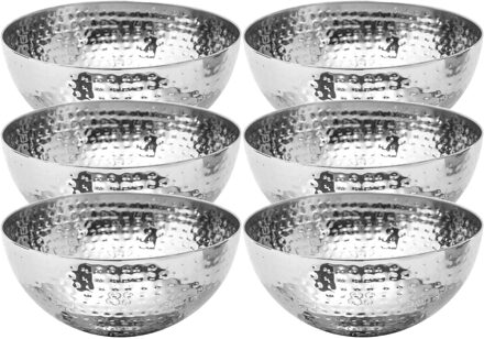 Set van 6x stuks - Slakommetjes/schaaltjes - rvs metaal - D19 cm