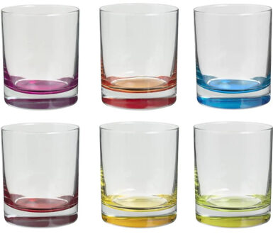 Set van 6x stuks tumbler glazen Colori 300 ml van glas - Drinkglazen Multikleur