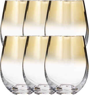 Set van 6x stuks tumbler glazen gouden rand Arya 540 ml van glas Transparant