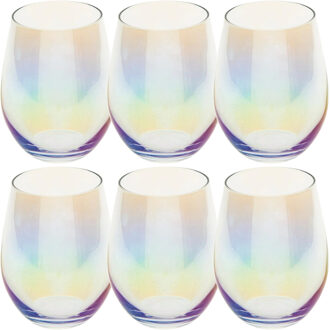 Set van 6x stuks tumbler glazen parelmoer Fantasy 540 ml van glas - Drinkglazen Transparant