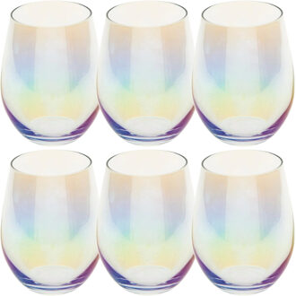 Set van 6x stuks tumbler glazen parelmoer Fantasy 540 ml van glas Transparant