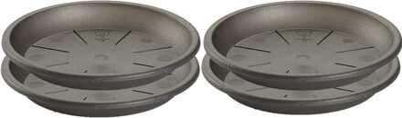 Set van 6x stuks water opvangschaal bakje Planten/bloempot antraciet grijs rond 24 cm