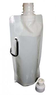 Set van 6x stuks witte waterzak 400 ml opvouwbaar met haakje - Veldflessen