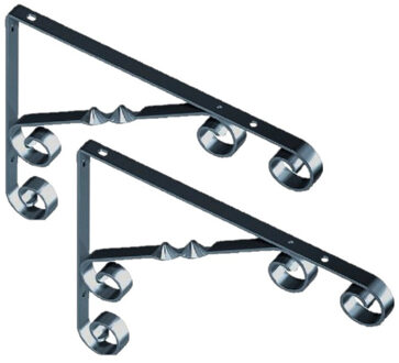 Set van 6x stuks zwarte metalen boeken plankdragers 18 x 13 cm tot 30 kg