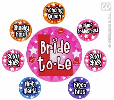 Set van 8 Buttons Vrijgezellen feest dames