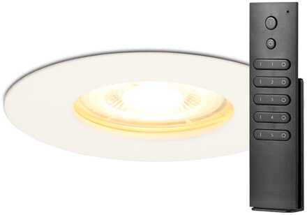 Set van 8 dimbare LED inbouwspots Bari wit GU10 5 Watt 2700K IP65 spatwaterdicht incl. afstandsbediening