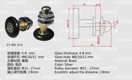 Set van 8 Stks Partijdigheid Douche Deur ROLLERS/Lopers/Wielen/Katrollen 25mm Diameter badkamer Vervanging Onderdelen