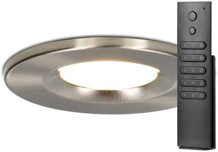 Set van 8 stuks dimbare LED inbouwspots RVS Venezia 6 Watt 2700K IP65 incl. afstandsbediening