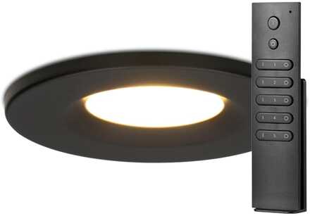 Set van 8 stuks dimbare LED inbouwspots zwart Venezia 6 Watt 2700K IP65 incl. afstandsbediening