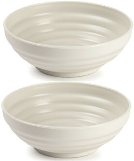 Set van 8x kommetjes/schaaltjes - Dessert/ontbijt - Kunststof - D13 cm - Beige