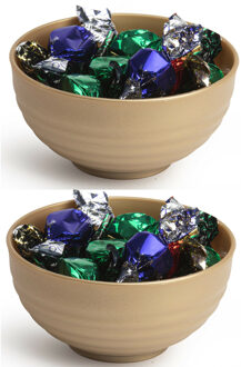 Set van 8x kommetjes/schaaltjes - Dessert/ontbijt - Kunststof - D13 cm - Goud-kleurig