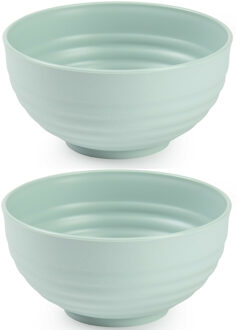 Set van 8x kommetjes/schaaltjes - Dessert/ontbijt - Kunststof - D13 cm - Mintgroen