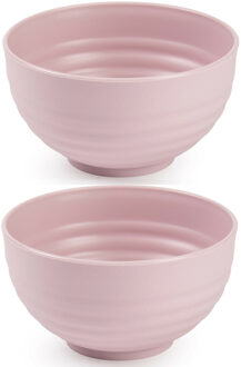 Set van 8x kommetjes/schaaltjes - Dessert/ontbijt - Kunststof - D13 cm - Oudroze