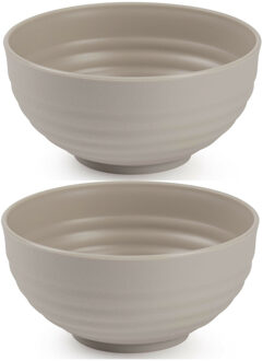 Set van 8x kommetjes/schaaltjes - Dessert/ontbijt - Kunststof - D13 cm - Taupe
