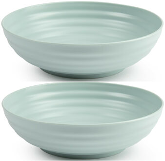 Set van 8x kommetjes/schaaltjes - Dessert/ontbijt - Kunststof - D19 cm - Mintgroen