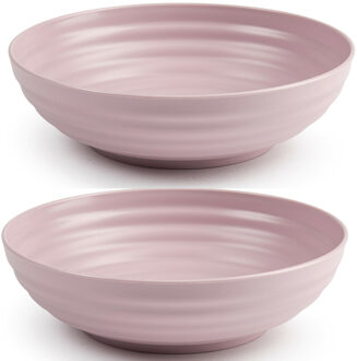 Set van 8x Kommetjes/schaaltjes - Dessert/ontbijt - Kunststof - D19 cm - Oudroze