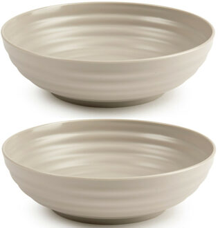 Set van 8x kommetjes/schaaltjes - Dessert/ontbijt - Kunststof - D19 cm - Taupe