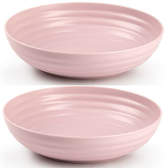 Set van 8x kommetjes/schaaltjes - Dessert/ontbijt - Kunststof - D22 cm - Oudroze
