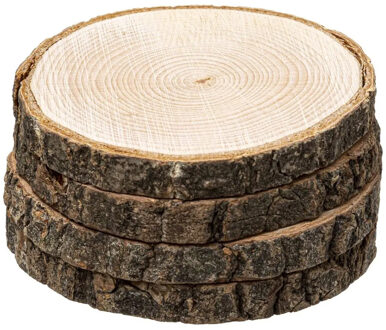 Set van 8x ronde onderzetters voor glazen D10 cm hout - Glazenonderzetters Bruin