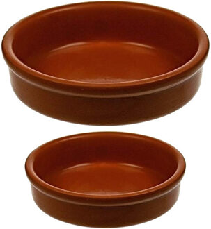 Set van 8x stuks creme brulee of tapas bakjes 5 en 7 cm - Serveerschalen Bruin