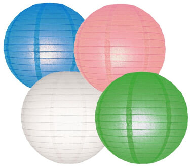 Set van 8x stuks gekleurde party lampionnen dia 25 cm voor tuinfeest
