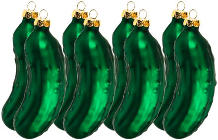 Set van 8x stuks kersthanger figuurtjes glazen augurken 9 cm - Kersthangers Groen