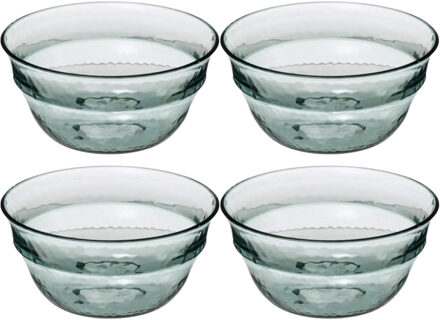 Set van 8x stuks - Kommetje/serveer schaaltje - relief kunststof - D13 cm