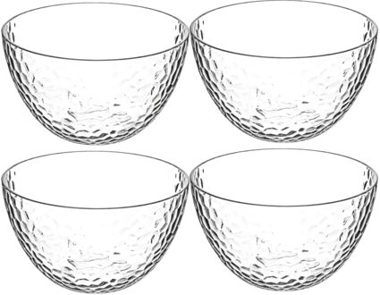 Set van 8x stuks - Kommetje/serveer schaaltjes - relief kunststof - D14 cm