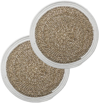 Set van 8x stuks placemats zeegras wit 39 cm