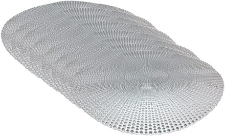 Set van 8x stuks ronde placemats zilver 40 cm van kunststof