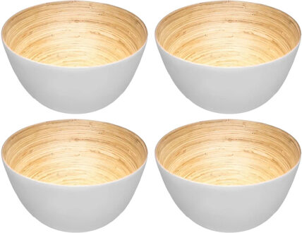 Set van 8x stuks - Slakommetjes/serveer schaaltjes - bamboe - D17 cm