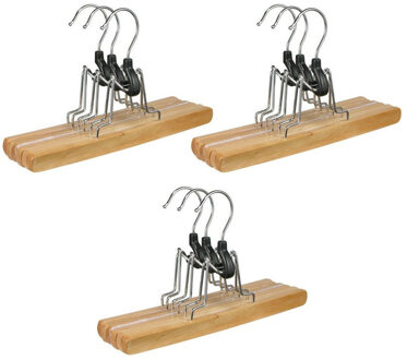 Set van 9 stuks houten broekhangers kledinghangers 24,5 cm  - Kledinghangers / kleerhangers - broeken en rokken ophangen