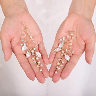 Set Van Bridal Hoofdband En Oorbellen Vintage Haarband Nobele Oorbellen Rhinestones Handgemaakte Hoofddeksels Tiara Bruiloft Haar Sieraden Earrings