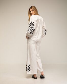 Set van broek en top met borduursel op de mouwen Wit