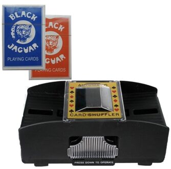 Set van Kaartenschudmachine op batterijen / 2 pakje speelkaarten