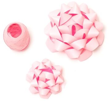 set van strik en lint - roze